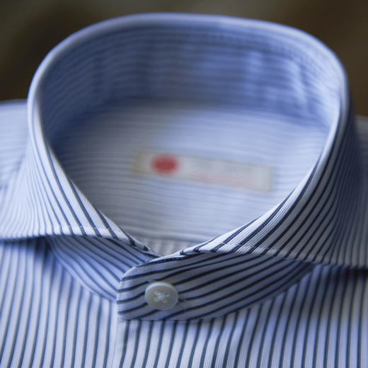 Stylbiella 120支双股纱埃及棉深灰条纹府绸意式工艺衬衫 商品图2