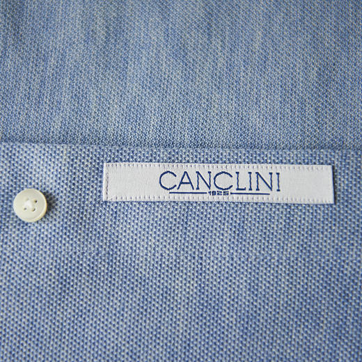 Canclini 90支双股埃及棉珠地针织淡蓝色意式工艺衬衫 商品图7