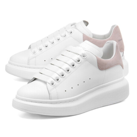 【一】ALEXANDER MCQUEEN 麦昆小白鞋女士牛皮撞色系带平底休闲运动鞋女鞋  白色粉尾 553770 WHGP7 9182