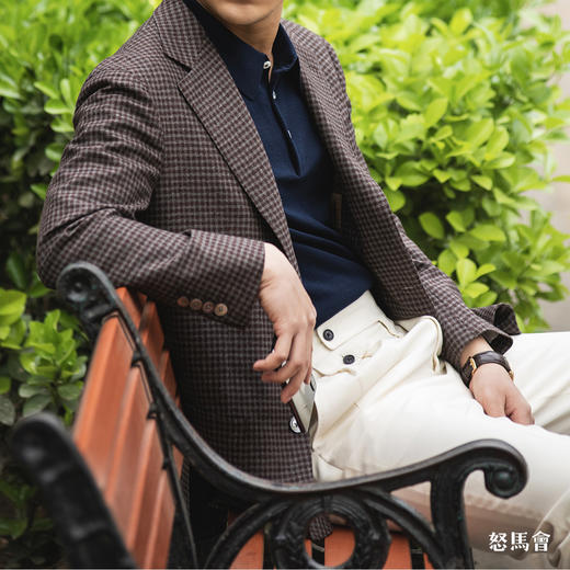 Reda ATTO Super 110's 勃艮第红小方格纹全麻衬单西 商品图6