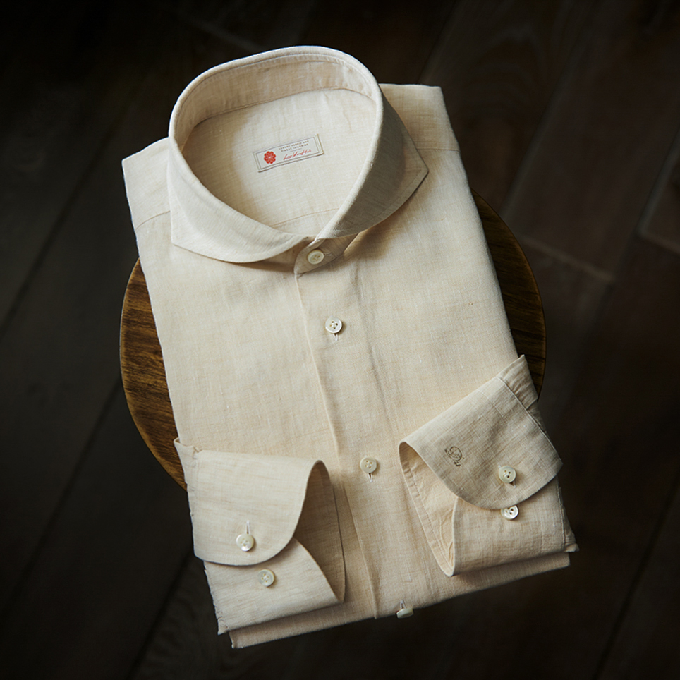 Stylbiella 法国亚麻米白色意式工艺衬衫