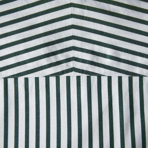 100支双股绿白条纹意式工艺衬衫