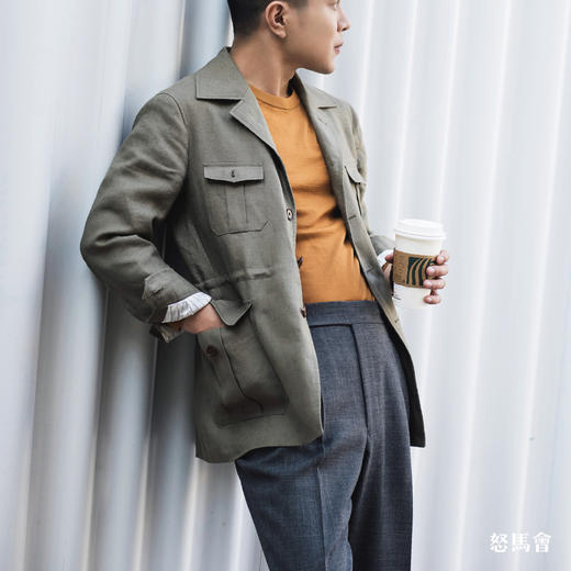 Baird Mcnutt 爱尔兰亚麻绿卡其游猎夹克 商品图1