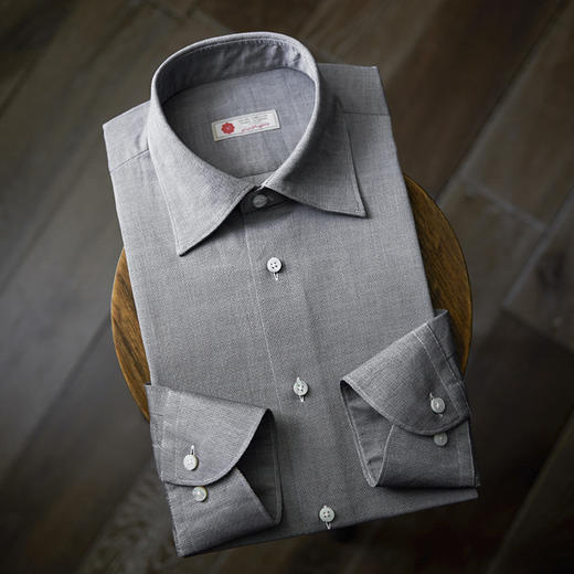 Canclini 100支双股纱埃及棉灰色意式工艺衬衫 商品图0