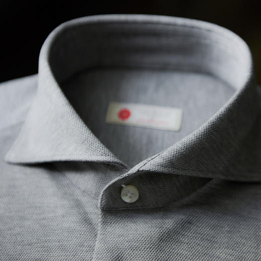 Canclini 90支双股埃及棉珠地针织灰色意式工艺衬衫 商品图1