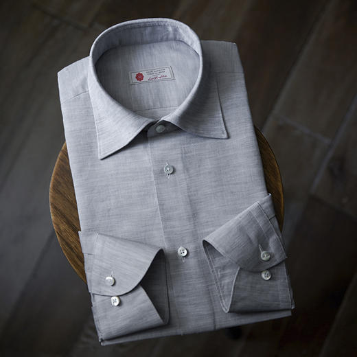 Canclini 棉麻淡灰色意式工艺衬衫 商品图0