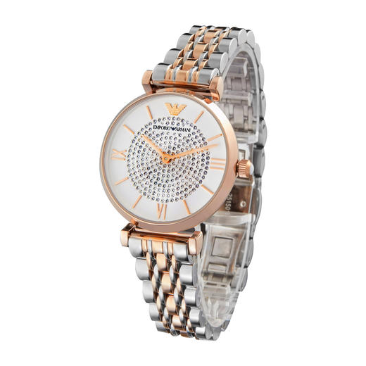 意大利 阿玛尼(emporioarmani)满天星手表 欧美镶钻钢制表带 圆形石英