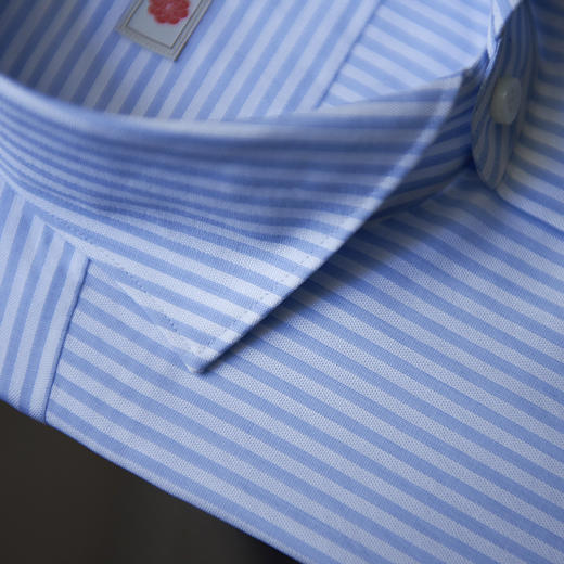 Canclini 90支双股纱埃及棉蓝条纹意式工艺衬衫 商品图3