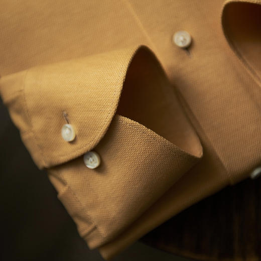 Canclini 90支双股埃及棉珠地针织姜黄色意式工艺衬衫 商品图4