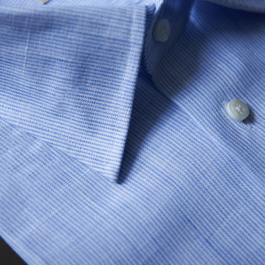 Canclini 亚麻浅蓝色细条纹意式工艺衬衫 商品图2