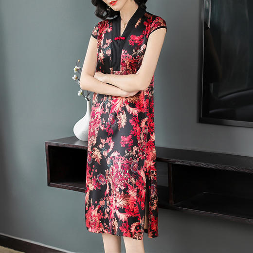 FMN-NK6662夏季新品丝绸连衣裙中年妈妈桑蚕丝气质装WY 商品图4