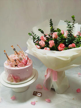 『蛋糕粉色佳人2.5磅、小确幸19支粉玫瑰』单品/组合