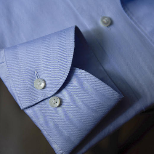 Canclini 80支埃及棉淡蓝色人字纹意式工艺衬衫 商品图4