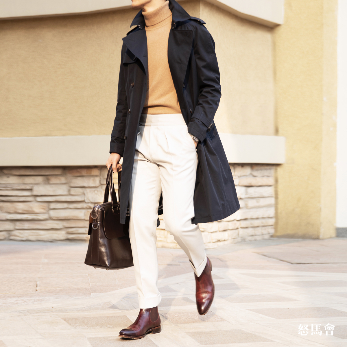 Westminster 插肩袖款日本防渗雨嘎巴甸藏蓝色战壕风衣