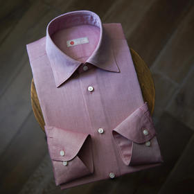 Canclini 90支双股纱埃及棉红色斜纹意式工艺衬衫