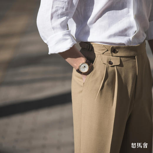 Hardy Minnis Fresco 强捻抗皱黄卡其色意式工艺裤装 商品图5