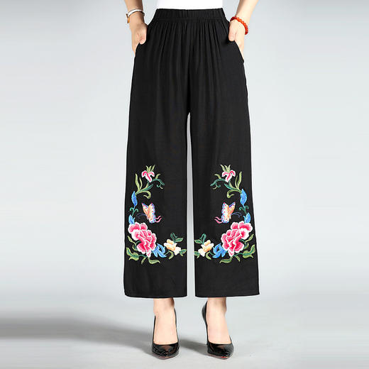 NP-180新品民族风绣花舞裤中老年妈妈高腰大码裙裤WY 商品图4