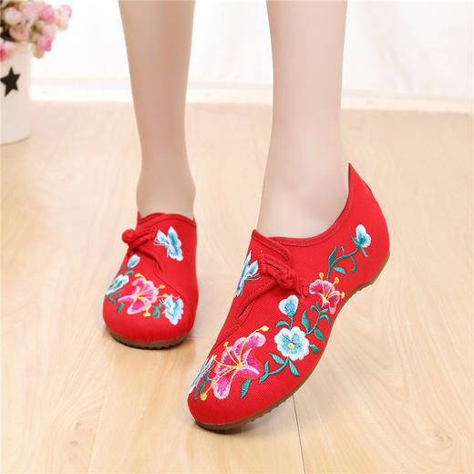 SMY-6521春夏季新款牛筋底内增高老北京绣花古风汉服布鞋 商品图0