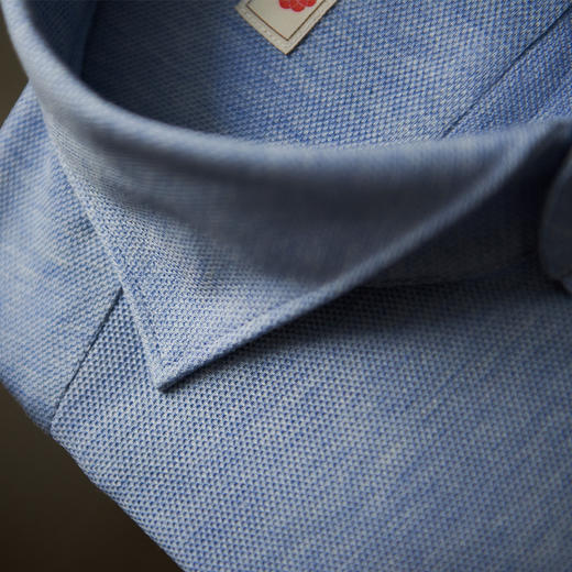 Canclini 90支双股埃及棉珠地针织淡蓝色意式工艺衬衫 商品图3