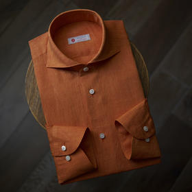 Canclini 法国亚麻橙色意式工艺衬衫