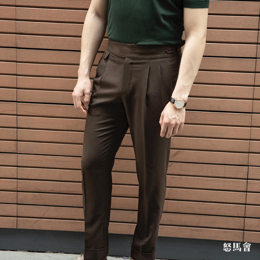 Hardy Minnis Fresco 强捻抗皱深棕色意式工艺裤装 商品图0