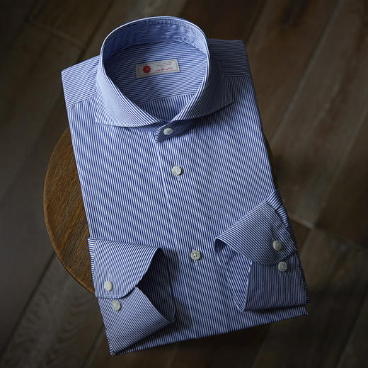 Canclini 蓝白条纹轻薄意式工艺衬衫 商品图0
