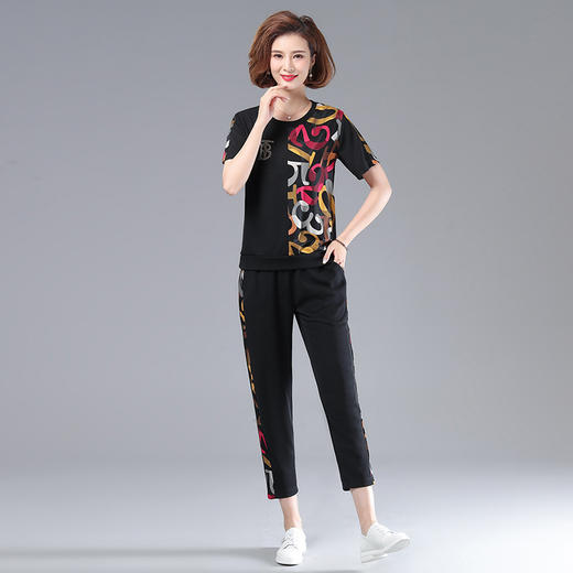 MQ-FY002夏装时尚洋气上衣短袖T恤运动服套装YY 商品图0