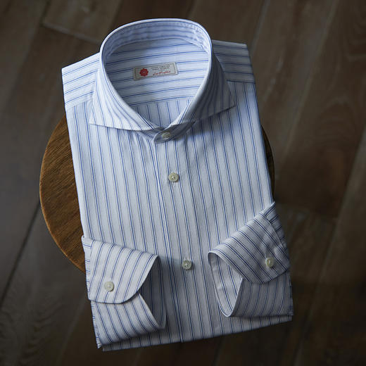 Canclini 埃及棉蓝白条纹意式工艺衬衫 商品图0