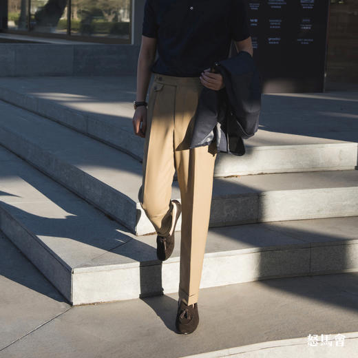 Hardy Minnis Fresco 强捻抗皱黄卡其色意式工艺裤装 商品图2