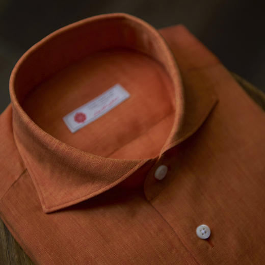 Canclini 法国亚麻橙色意式工艺衬衫 商品图1