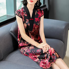 FMN-NK6662夏季新品丝绸连衣裙中年妈妈桑蚕丝气质装WY
