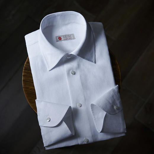 Canclini 法国亚麻白色意式工艺衬衫 商品图0