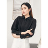 EITIE爱特爱女装夏款时尚宽松个性灯笼袖通勤黑色衬衫女上衣6209903 商品缩略图2