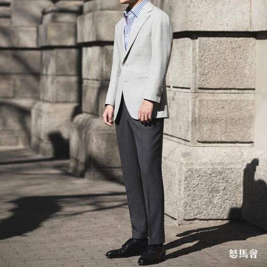 Hardy Minnis Fresco 强捻抗皱深灰色意式工艺裤装 商品图3