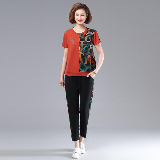 MQ-FY002夏装时尚洋气上衣短袖T恤运动服套装YY 商品图1