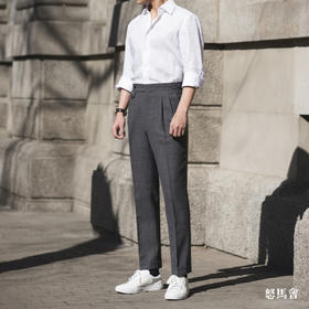 Hardy Minnis Fresco 强捻抗皱深灰色千鸟格意式工艺裤装