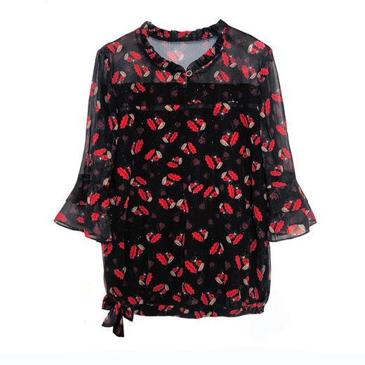 MQ-RL9966春夏新款短款洋气长袖提花雪纺衫YY 商品图4