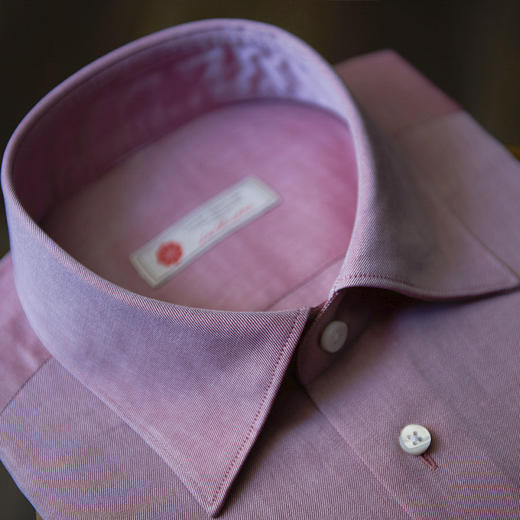 Canclini 90支双股纱埃及棉红色斜纹意式工艺衬衫 商品图1