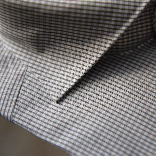 Canclini 90支双股棕色小格纹意式工艺衬衫 商品图3