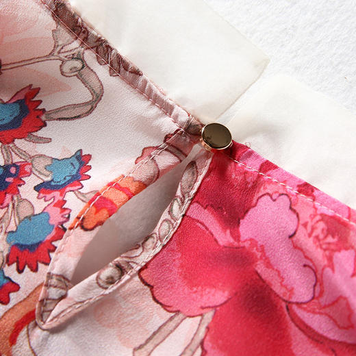 FMY-Y20031国风甜美印花衬衣荷叶边灯笼袖真丝盘扣立领旗袍小衫 商品图4