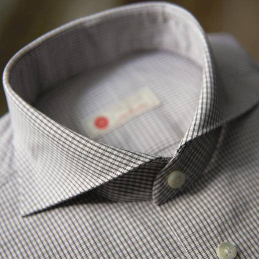 Canclini 90支双股棕色小格纹意式工艺衬衫 商品图2