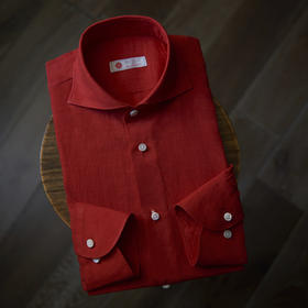 Canclini 法国亚麻红色意式工艺衬衫