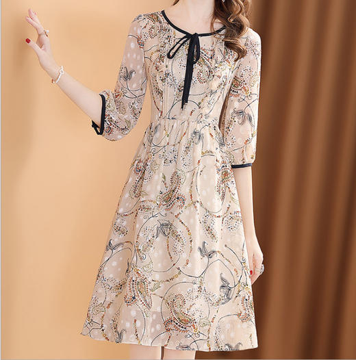 NRJ-5862新款淑女气质典雅轻熟风收腰显瘦印花裙子 商品图2