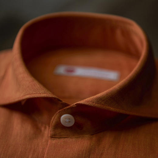 Canclini 法国亚麻橙色意式工艺衬衫 商品图2