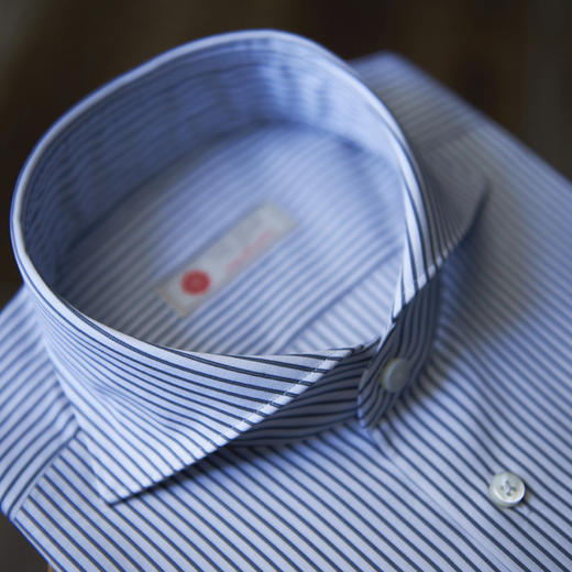 Stylbiella 120支双股纱埃及棉深灰条纹府绸意式工艺衬衫 商品图1