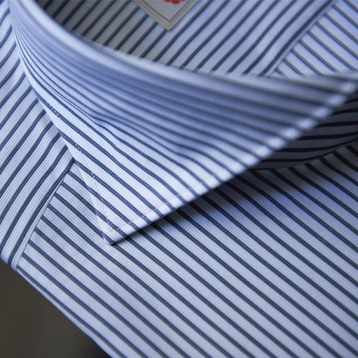 Stylbiella 120支双股纱埃及棉深灰条纹府绸意式工艺衬衫 商品图3