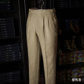 Baird  Mcnutt 卡其色爱尔兰亚麻意式工艺裤装