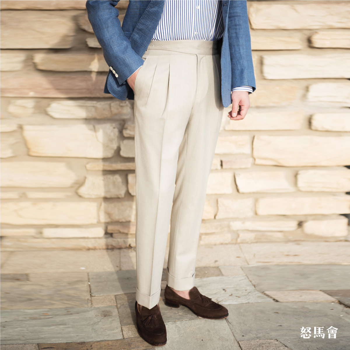 Hardy Minnis Fresco Lite 强捻抗皱米白色意式工艺裤装