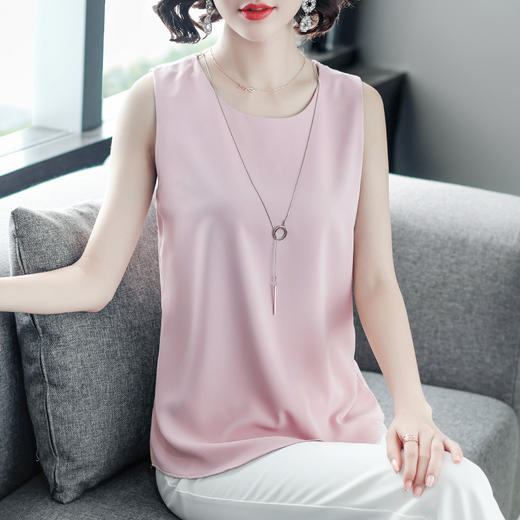 MZ-MZ3758新款女士小心机链条雪纺吊带显瘦大码外穿打底衫WY 商品图3