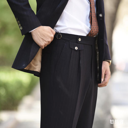 Reda ATTO Super110's 防污不易皱藏蓝色暗红条纹全麻衬套装 商品图7